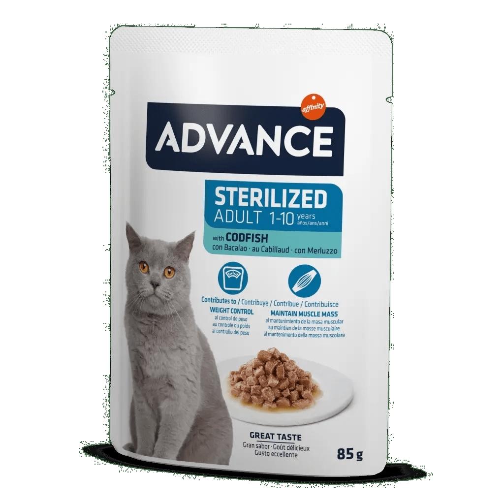 ADVANCE CAT WET STERILIZED CODFISH 85 GRS.